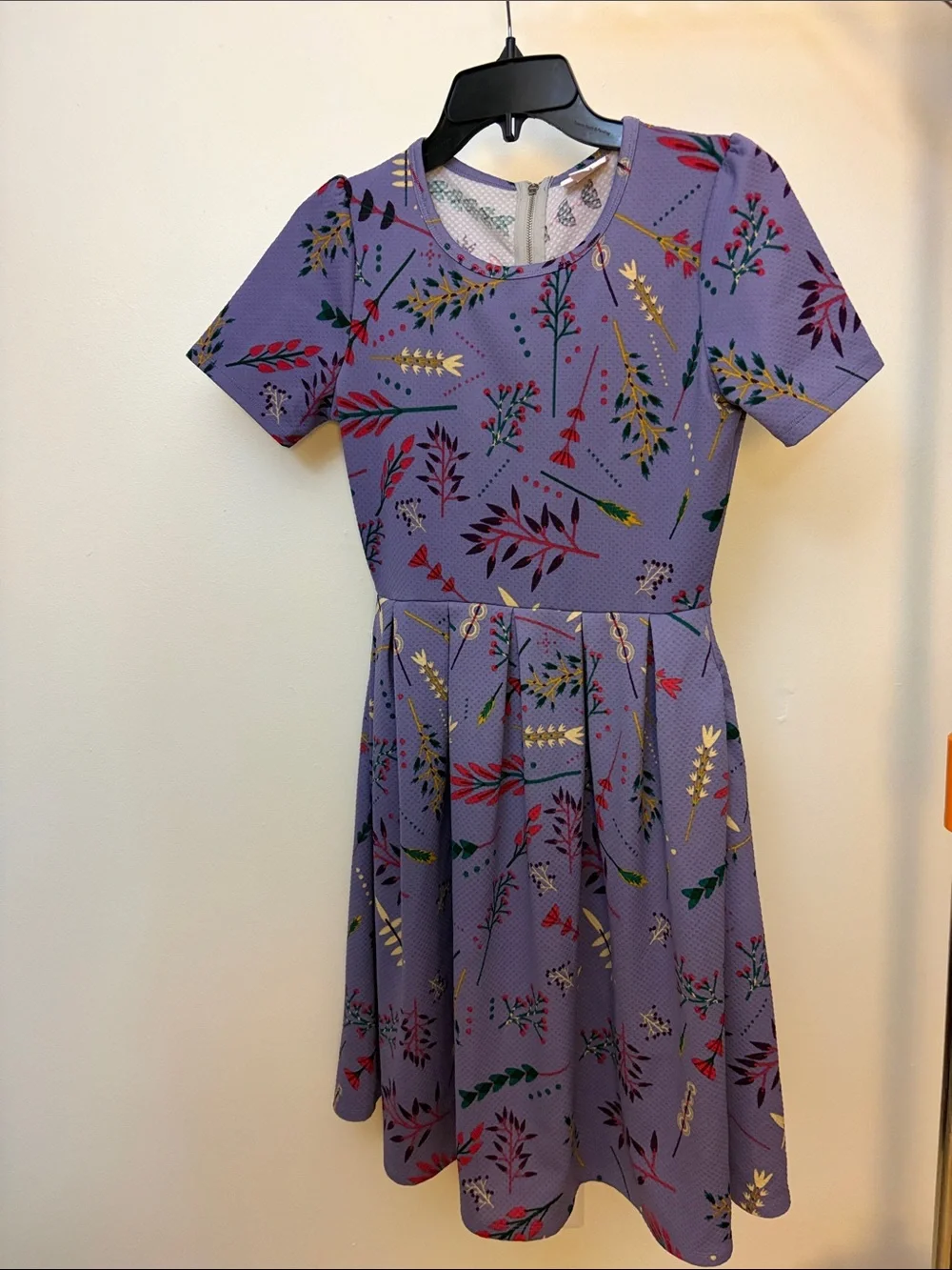 LuLaRoe Lavender Floral Short Sleeve Fit & Flare Dress